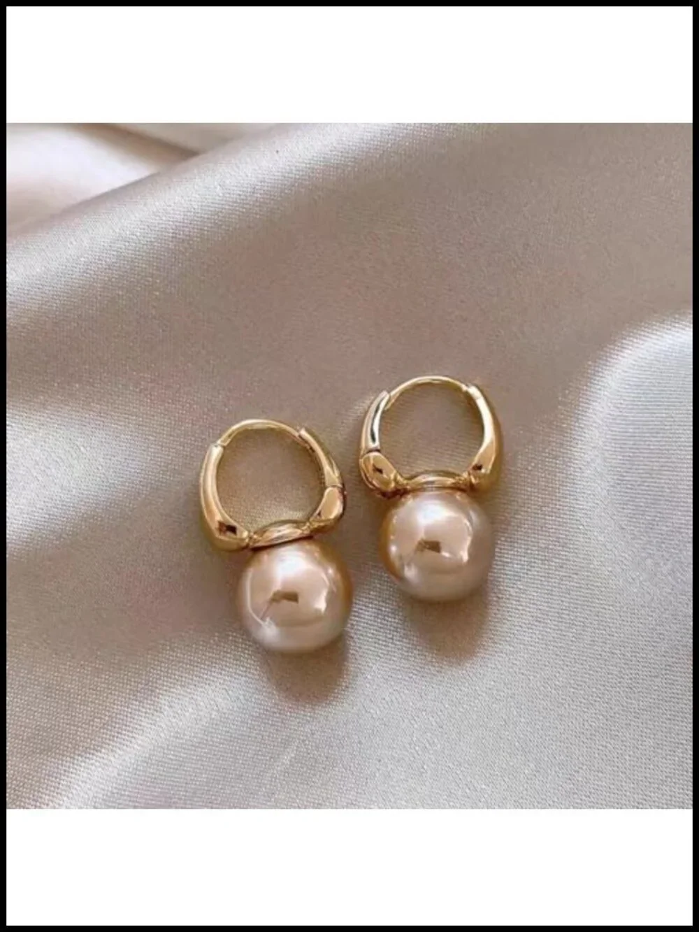 Vintage Pearl Earrings for Women 14K Gold Hoop Huggie Earrings